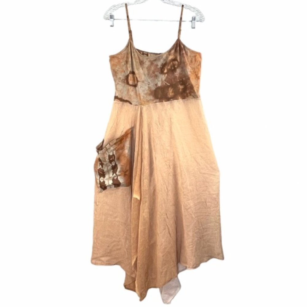 Renee Bolden Handmade Brown Grey Clay Sheer Tank Tunic Dress Sz L